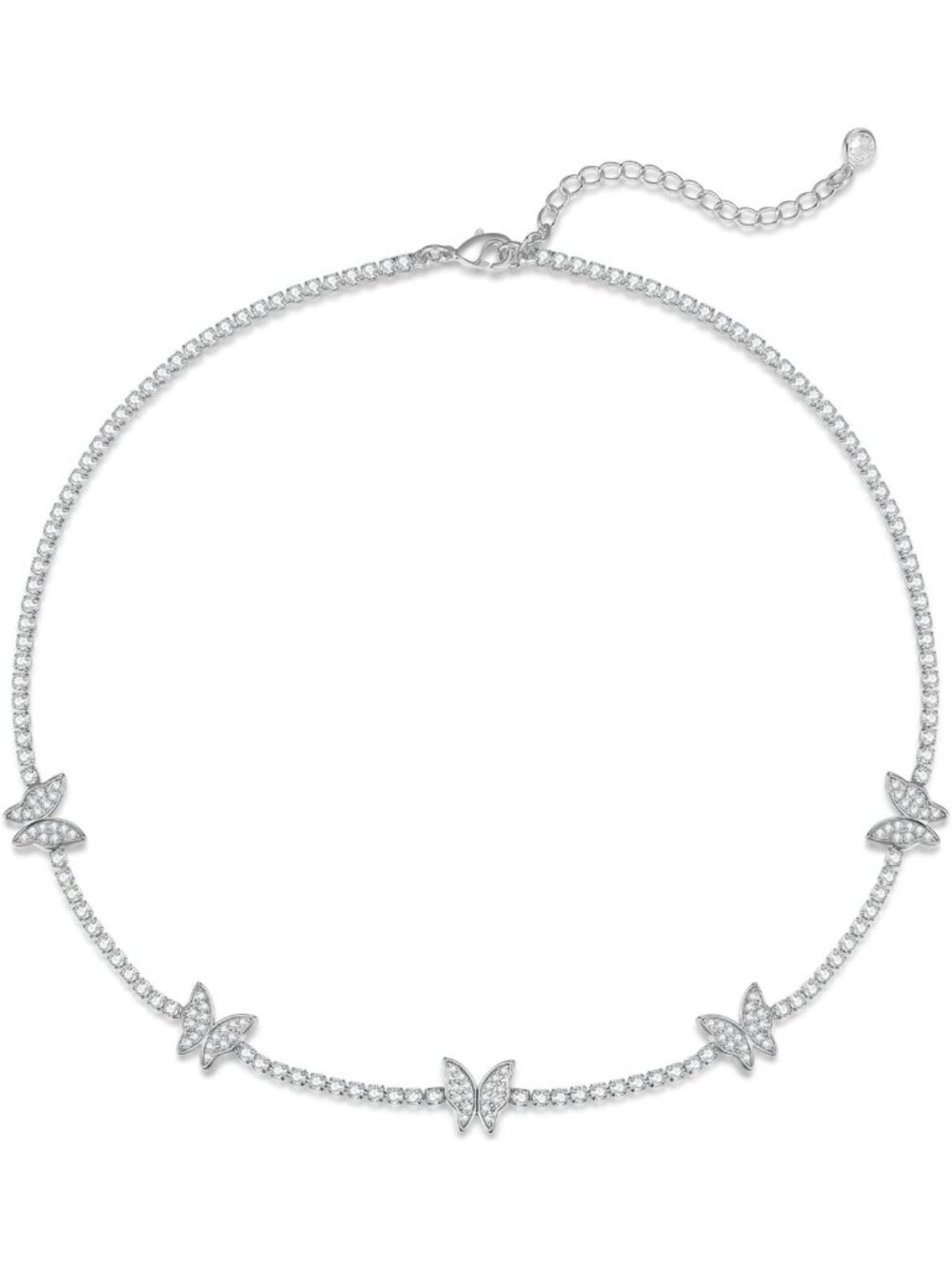 Dainty Butterfly Choker Necklace - 14K Gold Plated Rhinestone & Zirconia Chain